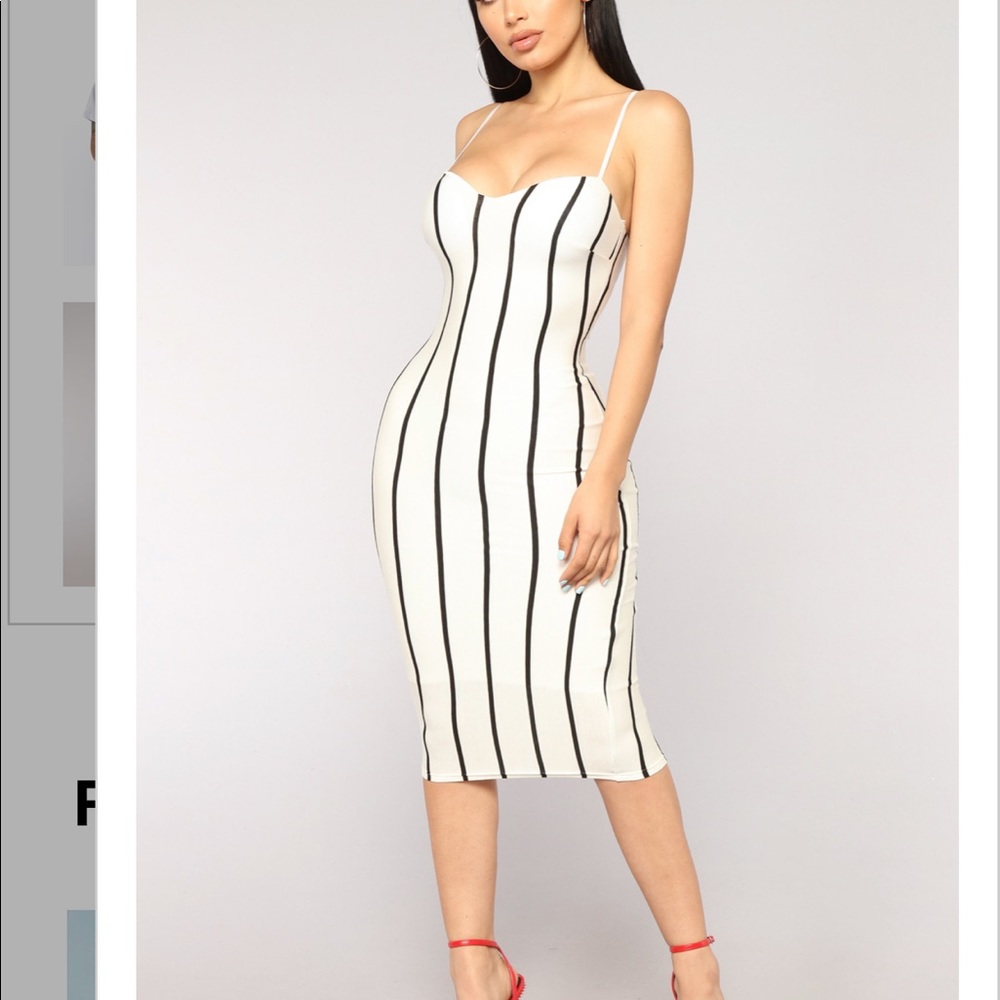 White black stripes dress
